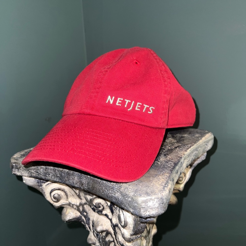Red NetJets Hat with adjustable strap